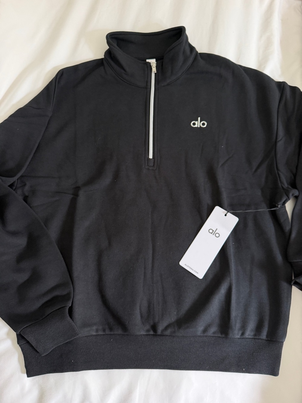 Alo Black Quarter-Zip Pullover Sweater NWT
